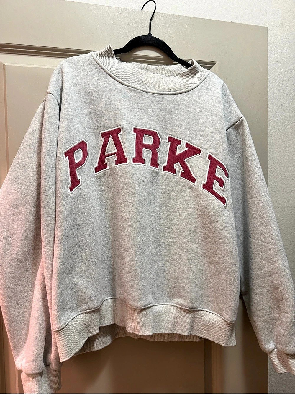 parke Varsity Mockneck Sweatshirt Gray & Red L/XL